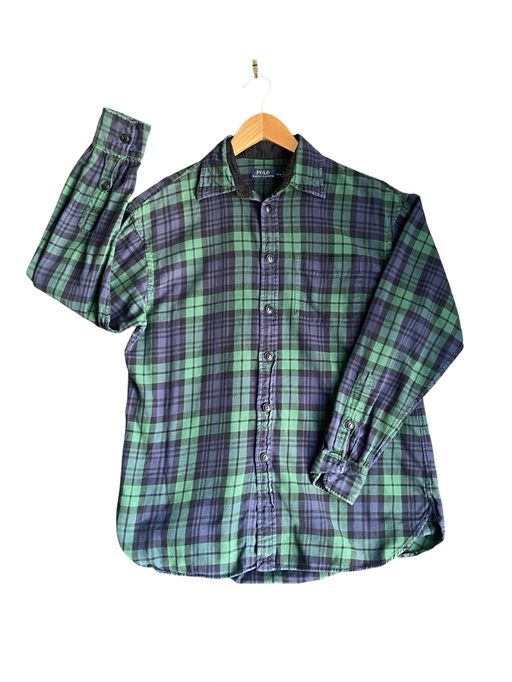 Polo Ralph Lauren | Men’s Black Watch Plaid Flannel Long-Sleeve Shirt | Size M